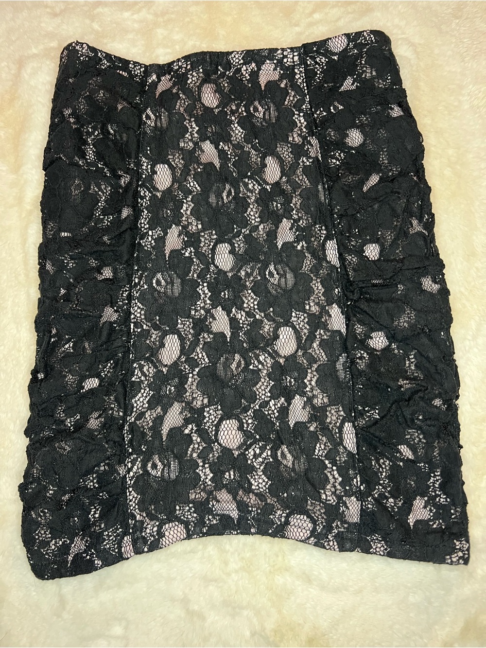 Forever 21 Black Lace Pencil Skirt with Nude Lining